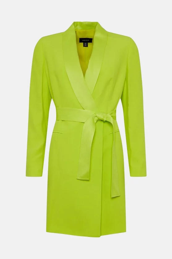 Brand new 🥰 Karen Millen Tuxedo Wrap Mini 👗 Dress - lime 👍 6 Brand new 🥰 Karen Millen Tuxedo Wrap Mini 👗 Dress - lime 👍 - Image 4