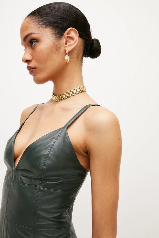 Best Sale โ Karen Millen Leather Cami Plunge Midi Pencil ๐ Dress โ 4 Best Sale โ Karen Millen Leather Cami Plunge Midi Pencil ๐ Dress โ - Image 2