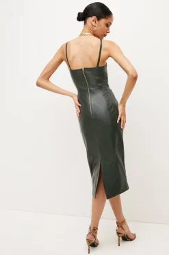 Best Sale โ Karen Millen Leather Cami Plunge Midi Pencil ๐ Dress โ 9 Best Sale โ Karen Millen Leather Cami Plunge Midi Pencil ๐ Dress โ -Occasionwear Popular Store bkk03830 green xl 2