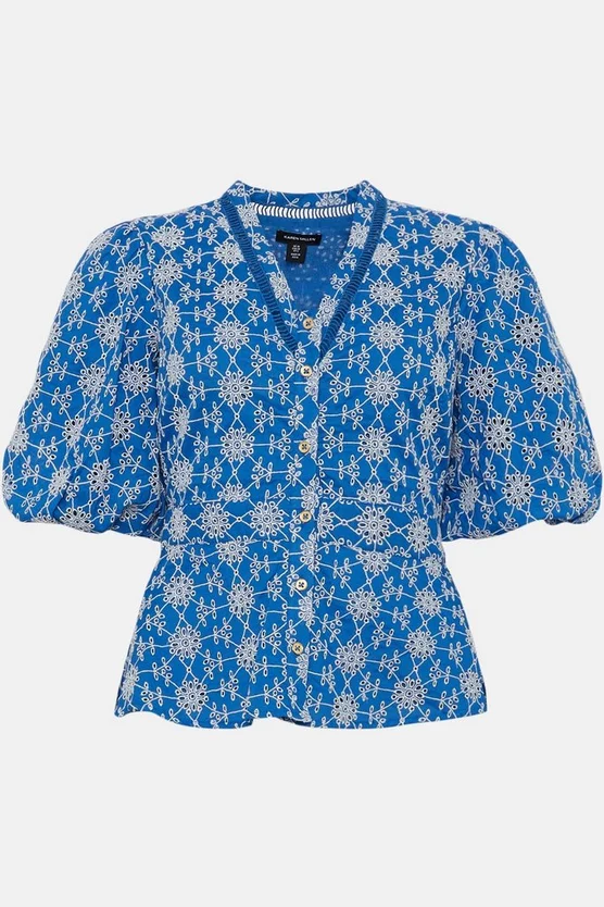 Flash Sale ๐ Karen Millen Contrast Cotton Broderie Woven Blouse - blue โจ 6 Flash Sale ๐ Karen Millen Contrast Cotton Broderie Woven Blouse - blue โจ - Image 4