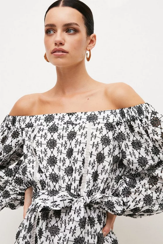 Top 10 ๐ฏ Karen Millen Petite Contrast Cotton Broderie Bardot Mini ๐ Dress - mono โ 4 Top 10 ๐ฏ Karen Millen Petite Contrast Cotton Broderie Bardot Mini ๐ Dress - mono โ - Image 2