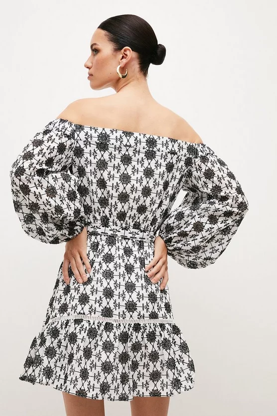 Top 10 ๐ฏ Karen Millen Petite Contrast Cotton Broderie Bardot Mini ๐ Dress - mono โ 5 Top 10 ๐ฏ Karen Millen Petite Contrast Cotton Broderie Bardot Mini ๐ Dress - mono โ - Image 3