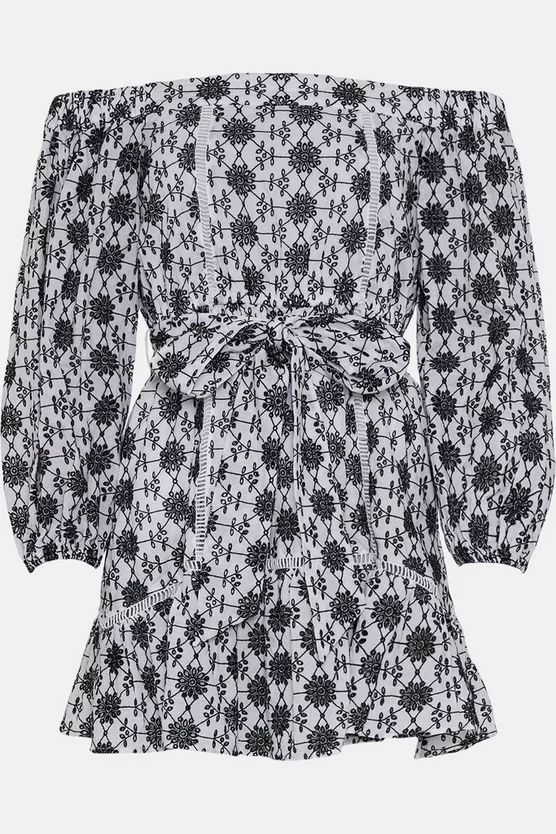 Top 10 ๐ฏ Karen Millen Petite Contrast Cotton Broderie Bardot Mini ๐ Dress - mono โ 6 Top 10 ๐ฏ Karen Millen Petite Contrast Cotton Broderie Bardot Mini ๐ Dress - mono โ - Image 4