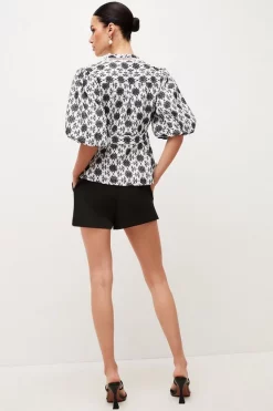 Promo โ Karen Millen Petite Contrast Cotton Broderie Woven Blouse - mono ๐ 9 Promo โ Karen Millen Petite Contrast Cotton Broderie Woven Blouse - mono ๐ -Occasionwear Popular Store bkk03850 mono xl 2