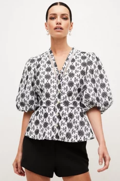 Promo โ Karen Millen Petite Contrast Cotton Broderie Woven Blouse - mono ๐ 10 Promo โ Karen Millen Petite Contrast Cotton Broderie Woven Blouse - mono ๐ -Occasionwear Popular Store bkk03850 mono xl 4