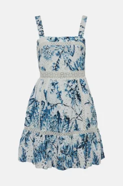 Budget 🧨 Karen Millen Floral Broderie & Guipure Lace Mini 👗 Dress - blue 🥰 -Occasionwear Popular Store bkk03859 blue xl 3