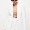 Cheap 👍 Karen Millen Tailored Linen Blend Tailored Single Breasted Jacket 🔥 -Occasionwear Popular Store bkk03863 ivory xl