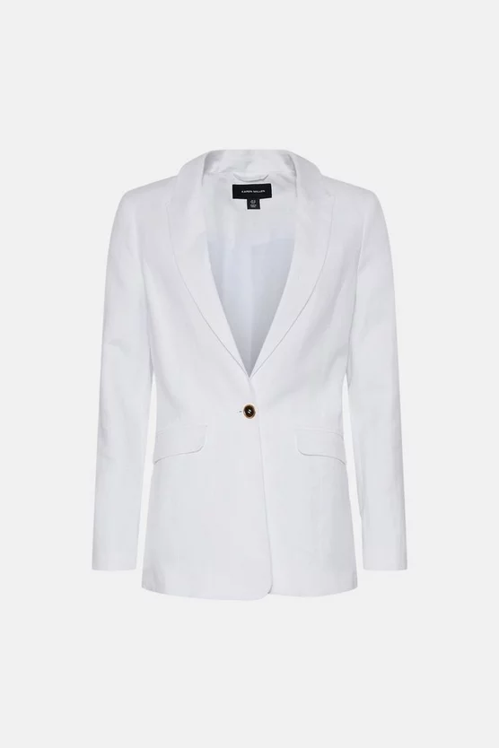 Cheap ๐ Karen Millen Tailored Linen Blend Tailored Single Breasted Jacket ๐ฅ 6 Cheap ๐ Karen Millen Tailored Linen Blend Tailored Single Breasted Jacket ๐ฅ - Image 4