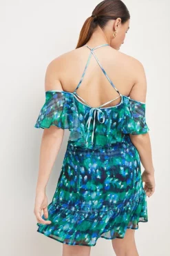 Best deal 🔥 Karen Millen Plus Size Ditsy Floral Ruffle Woven Mini 👗 Dress - blue 🛒 -Occasionwear Popular Store bkk03961 blue xl 2