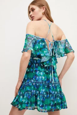 Budget 🛒 Karen Millen Petite Ditsy Floral Ruffle Woven Mini 👗 Dress - blue ⭐ -Occasionwear Popular Store bkk03962 blue xl 2