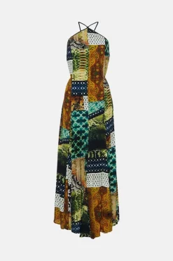 Discount 😀 Karen Millen Viscose Crepe Snake Halter Drama Maxi 👗 Dress 🧨 -Occasionwear Popular Store bkk03985 snake xl 3