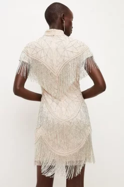 Coupon 💯 Karen Millen Embellished Tassle Sleeve Mini 👗 Dress - nude 👏 9 Coupon 💯 Karen Millen Embellished Tassle Sleeve Mini 👗 Dress - nude 👏 -Occasionwear Popular Store bkk04016 nude xl 2