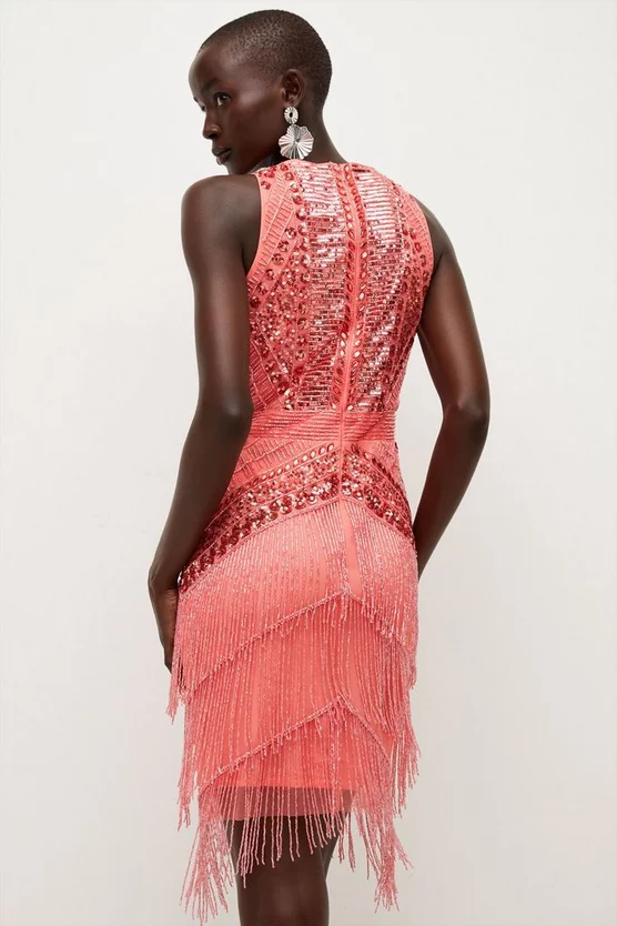 Outlet ๐ Karen Millen Halter Fringed Woven Mini ๐ Dress ๐งจ 5 Outlet ๐ Karen Millen Halter Fringed Woven Mini ๐ Dress ๐งจ - Image 3