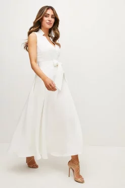 Cheap 🌟 Karen Millen Lydia Millen Linen Tie Belted Midaxi 👗 Dress - ivory 😉 -Occasionwear Popular Store bkk04019 ivory xl 1