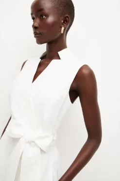 Cheap 🌟 Karen Millen Lydia Millen Linen Tie Belted Midaxi 👗 Dress - ivory 😉 -Occasionwear Popular Store bkk04019 ivory xl 3