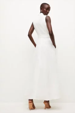 Cheap 🌟 Karen Millen Lydia Millen Linen Tie Belted Midaxi 👗 Dress - ivory 😉 -Occasionwear Popular Store bkk04019 ivory xl 4