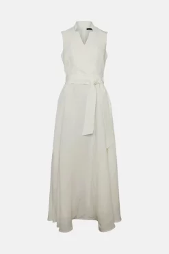 Cheap 🌟 Karen Millen Lydia Millen Linen Tie Belted Midaxi 👗 Dress - ivory 😉 -Occasionwear Popular Store bkk04019 ivory xl 5