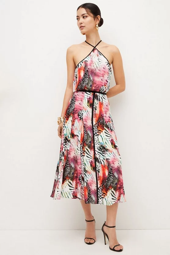 Cheap ✨ Karen Millen Petite Animal Viscose Crepe Halter Woven Maxi - red 🛒 2 Cheap ✨ Karen Millen Petite Animal Viscose Crepe Halter Woven Maxi - red 🛒
