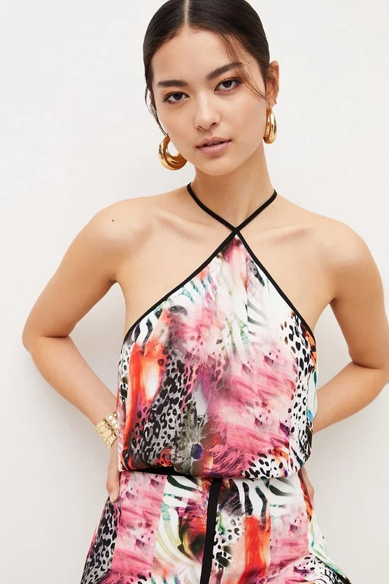 Cheap ✨ Karen Millen Petite Animal Viscose Crepe Halter Woven Maxi - red 🛒 3 Cheap ✨ Karen Millen Petite Animal Viscose Crepe Halter Woven Maxi - red 🛒 - Image 2