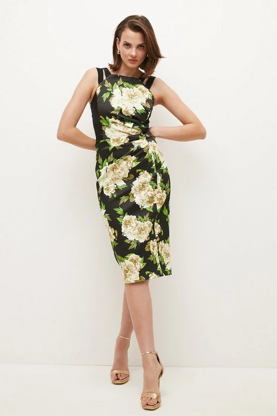 Cheapest ⌛ Karen Millen Italian Signature Stretch Rose Print Blocked Midi 👗 Dress 😉 3 Cheapest ⌛ Karen Millen Italian Signature Stretch Rose Print Blocked Midi 👗 Dress 😉