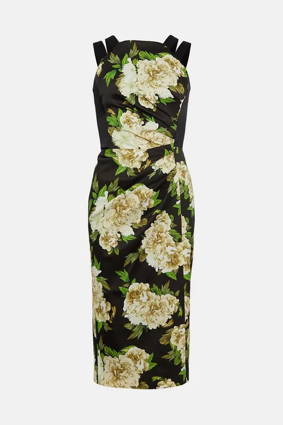 Cheapest ⌛ Karen Millen Italian Signature Stretch Rose Print Blocked Midi 👗 Dress 😉 6 Cheapest ⌛ Karen Millen Italian Signature Stretch Rose Print Blocked Midi 👗 Dress 😉 - Image 4