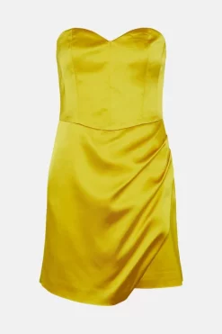 Brand new 🎉 Karen Millen Italian Structured Satin Drape Bandeau Mini 👗 Dress 🌟 -Occasionwear Popular Store bkk04123 lime xl 3
