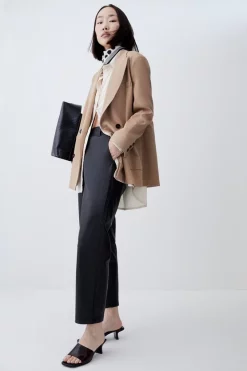 Coupon 🎉 Karen Millen Leather Tailored Straight Leg Trousers 🧨 -Occasionwear Popular Store bkk04154 black xl 1