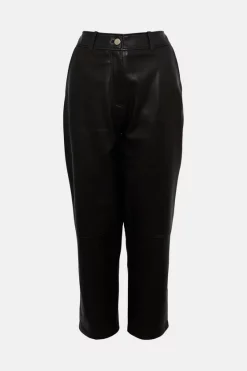 Coupon 🎉 Karen Millen Leather Tailored Straight Leg Trousers 🧨 -Occasionwear Popular Store bkk04154 black xl 3