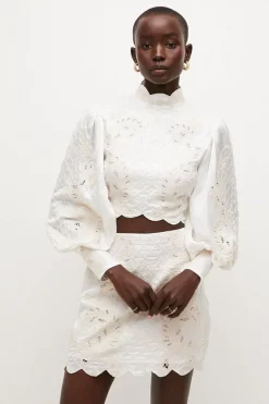 Buy 🧨 Karen Millen Lydia Millen Viscose Mirrored Cutwork Blouse - ivory 🛒 -Occasionwear Popular Store bkk04214 ivory xl 2