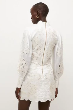 Buy 🧨 Karen Millen Lydia Millen Viscose Mirrored Cutwork Blouse - ivory 🛒 -Occasionwear Popular Store bkk04214 ivory xl 4