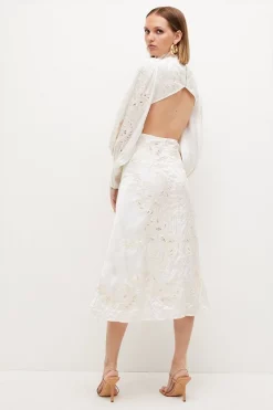 Cheap 💯 Karen Millen Lydia Millen Petite Mirrored Cutwork Maxi - ivory ✨ -Occasionwear Popular Store bkk04218 ivory xl 2