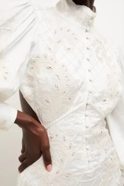 Best Pirce ✨ Karen Millen Lydia Millen Viscose Mirrored Cutwork Maxi - ivory 🎉 -Occasionwear Popular Store bkk04219 ivory xl 2