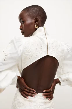 Best Pirce ✨ Karen Millen Lydia Millen Viscose Mirrored Cutwork Maxi - ivory 🎉 -Occasionwear Popular Store bkk04219 ivory xl 5