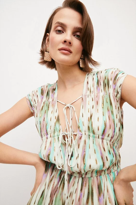 Cheapest 💯 Karen Millen Metallic Viscose Woven Cap Sleeve 👗 Dress - multi 🌟 4 Cheapest 💯 Karen Millen Metallic Viscose Woven Cap Sleeve 👗 Dress - multi 🌟 - Image 2