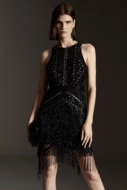 Best deal ๐ Karen Millen Sequin and Beaded Fringed Woven Mini ๐ Dress ๐