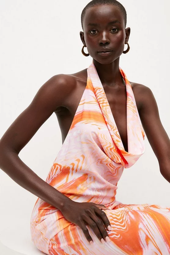 Discount ✔️ Karen Millen Petite Optical Print Midi Halter 👗 Dress - pink ❤️ 4 Discount ✔️ Karen Millen Petite Optical Print Midi Halter 👗 Dress - pink ❤️ - Image 2