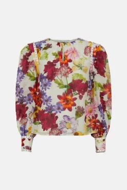Best deal 🔔 Karen Millen Silk Cotton Vibrant Floral Woven Blouse ✔️ 10 Best deal 🔔 Karen Millen Silk Cotton Vibrant Floral Woven Blouse ✔️ -Occasionwear Popular Store bkk04353 floral xl 3