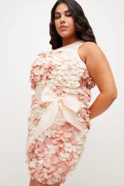 Outlet 😀 Karen Millen Plus Size Applique & Organza Tie Waist Mini - blush 🎉 -Occasionwear Popular Store bkk04358 blush xl 1