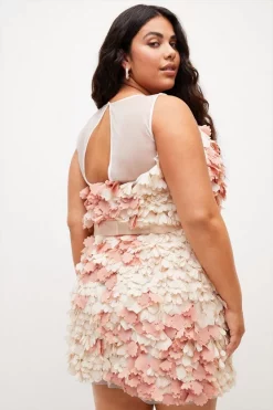 Outlet 😀 Karen Millen Plus Size Applique & Organza Tie Waist Mini - blush 🎉 -Occasionwear Popular Store bkk04358 blush xl 2
