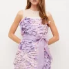 Budget 🔔 Karen Millen Applique & Organza Tie Waist Mini 👗 Dress - lilac 🤩 -Occasionwear Popular Store bkk04359 lilac xl