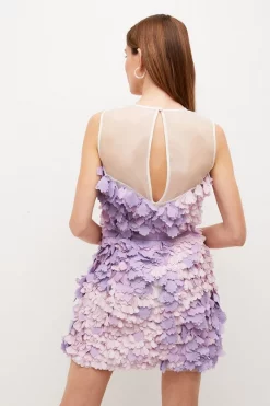 Budget 🔔 Karen Millen Applique & Organza Tie Waist Mini 👗 Dress - lilac 🤩 -Occasionwear Popular Store bkk04359 lilac xl 2