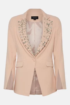 Top 10 ⭐ Karen Millen Compact Stretch Embellished Collar Jacket 👏 -Occasionwear Popular Store bkk04375 blush xl 3