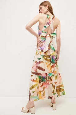 Cheapest 💯 Karen Millen Tropical Cotton Voile Tiered Maxi 👗 Dress - floral 👍 -Occasionwear Popular Store bkk04385 floral xl 2