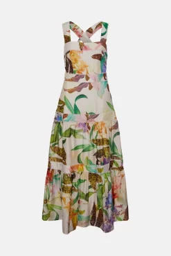 Cheapest 💯 Karen Millen Tropical Cotton Voile Tiered Maxi 👗 Dress - floral 👍 -Occasionwear Popular Store bkk04385 floral xl 3