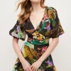 Best deal 🌟 Karen Millen Dark Tropical Cotton Voile Puff Shoulder Mini - multi 🛒 -Occasionwear Popular Store bkk04393 multi xl