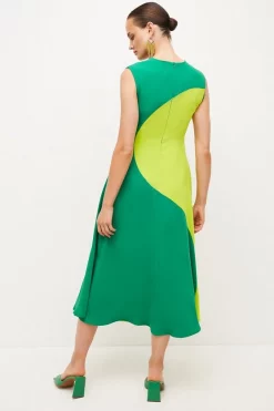 Best reviews of 🔥 Karen Millen Soft Tailored Colourblock Midi 👗 Dress 🎁 -Occasionwear Popular Store bkk04406 lime xl 2