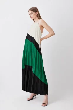 Budget ⌛ Karen Millen Soft Tailored Pleated Halter Neck Maxi 👗 Dress 😉