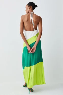 Buy 🤩 Karen Millen Petite Soft Pleated Halter Neck Maxi 👗 Dress - lime 😀 -Occasionwear Popular Store bkk04409 lime xl 2