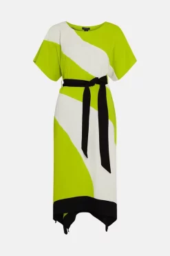 Flash Sale 🥰 Karen Millen Colourblock Soft Tie Waist Midi 👗 Dress 🥰 -Occasionwear Popular Store bkk04410 lime xl 3