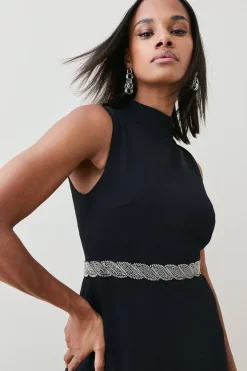 Cheap ✨ Karen Millen Soft Tailored Embellished High Low Midi 👗 Dress 😉 -Occasionwear Popular Store bkk04424 black xl 1